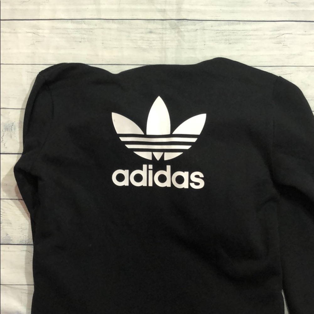 NWT Adidas Trefoil Zip Up Black Fleece Hoodie - Picture 7 of 8